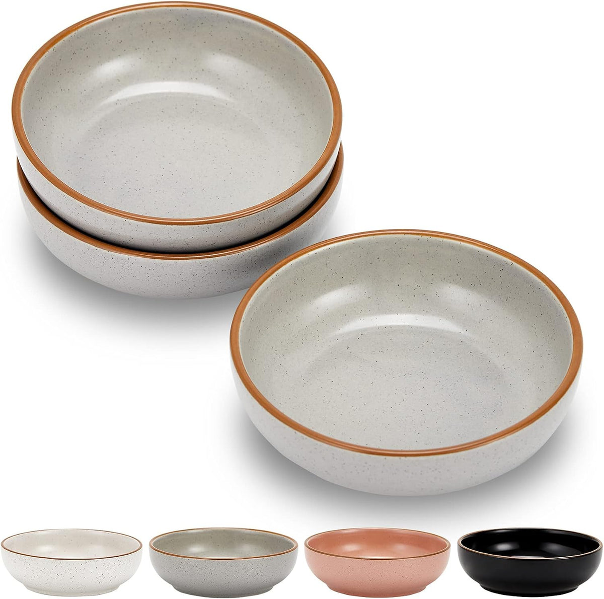Ceramic Cat Bowls, Howise Pet Bowl Cat Dishes for Food and Water - gray