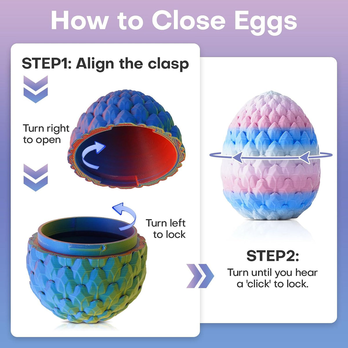 3D Printed Dragon Eggs with Dragon Inside - Random Ocean Tides - image 4