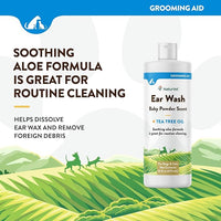 NaturVet Ear Wash Liquid Supplement for Dogs & Cats – Pet Health Supplement Cleans Dog, Cat Ear Canals – Includes Aloe, Tea Tree Oil – Helps Remove Pet Ear Wax, Dirt, Debris – 16 Oz.
