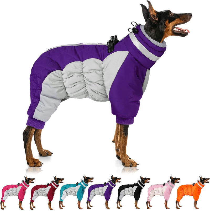 MIGOHI Full Body Dog Coat，Warm Coats for Large Dogs, XXL - Purple / X-Small(Back:9.8")