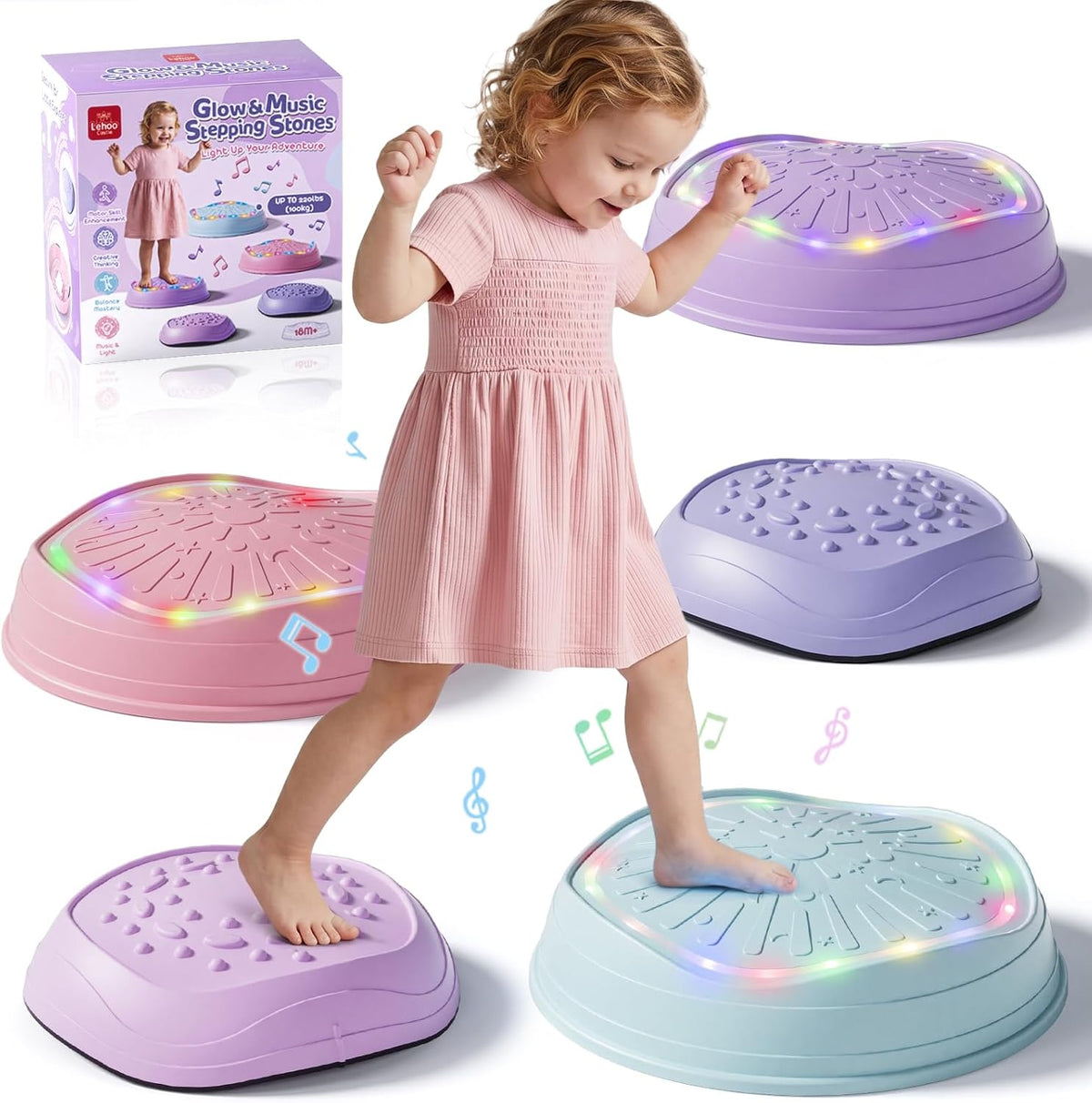 Lehoo Castle Musical Light Up Stepping Stones for Kids – Fun for Kids & Family - Purple