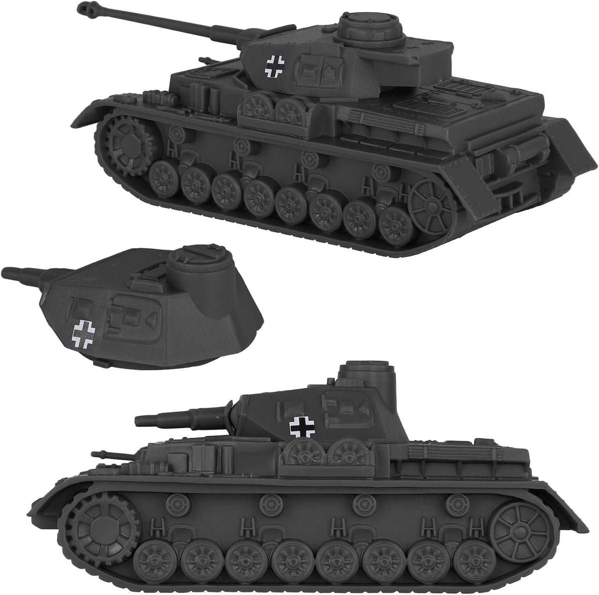BMC Classic Toy Soldiers WW2 German Panzer IV tank in charcoal gray plastic - view 12