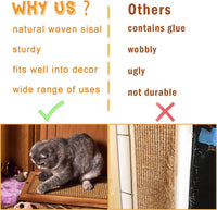 Cat Scratching Post, Wooden Sisal Cats Wall Scratcher - 2 PCS Brown - image 4