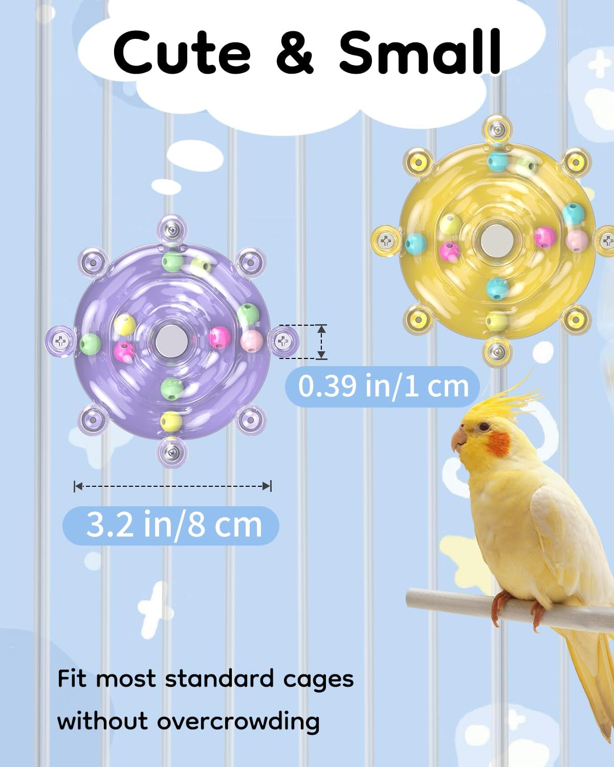 Pawfly 2 Pcs Bird Toys for Parakeets - 2 PC / Yellow + Purple - image 2