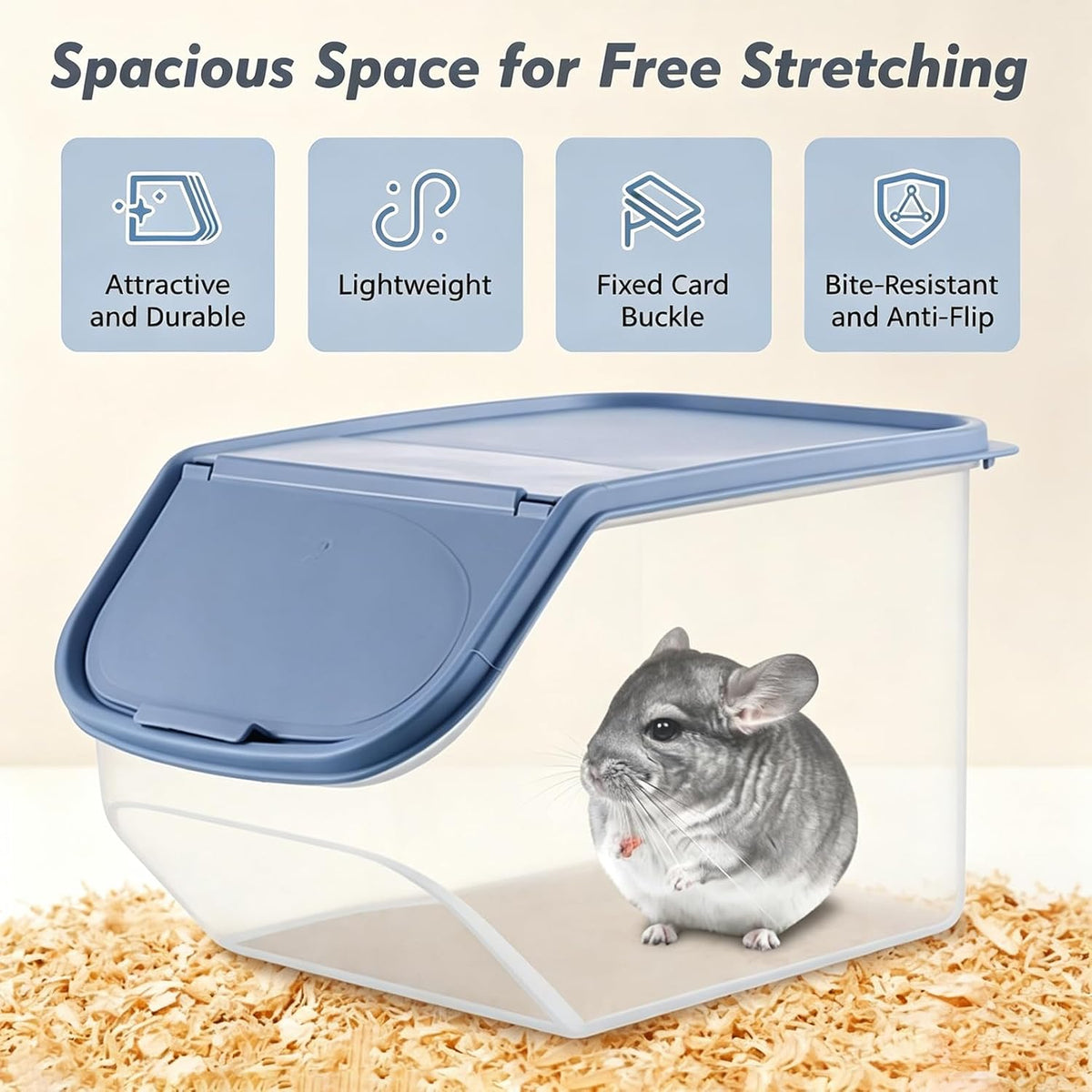 PINVNBY Chinchilla Dust Bath Hamster Litter Box Gerbil Dust Bath - blue - image 2