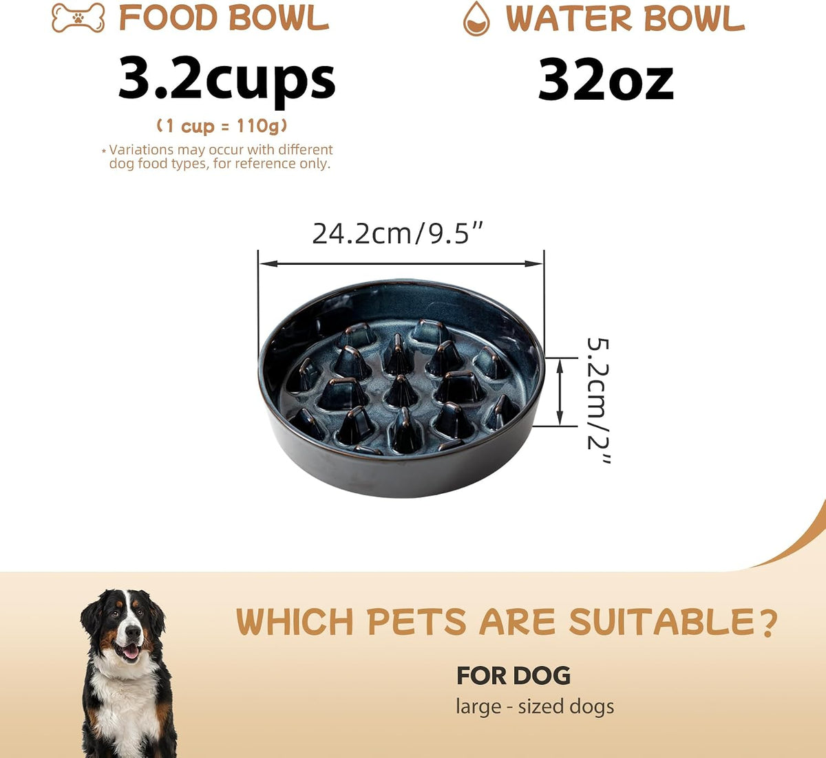 Raised Slow Feeder Dog Bowls, Elevated Dog Bowls Slow Feeder – Essentials for Dogs - 1 x Starry Sky - C / XL- 9.5inch / 3.2 Cups - image 2