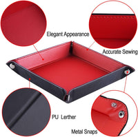 SIQUK 6 Pieces Dice Tray PU Leather Dice Rolling Tray Folding Square - Red, Green, Blue, Yellow, Violet, Black - image 2
