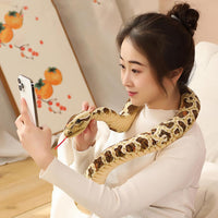 Clobeau 78 inch brown snake stuffed animal, lifelike coiled plush snake toy - view 7