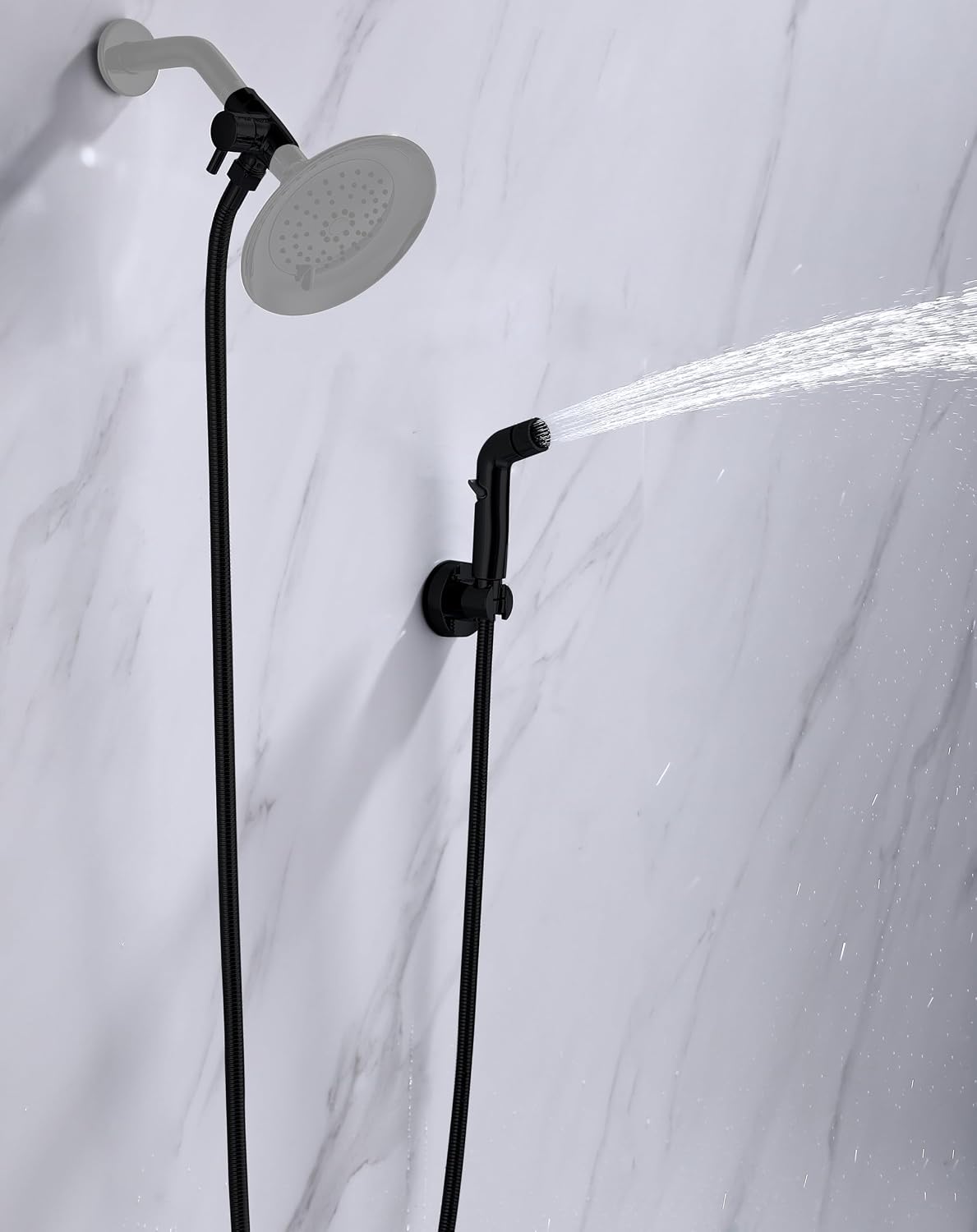 G-Promise 2 Mode Dog Shower Attachment with Extra Long Hose Adhesive - 78 Inch Hose / Matte Black - image 4