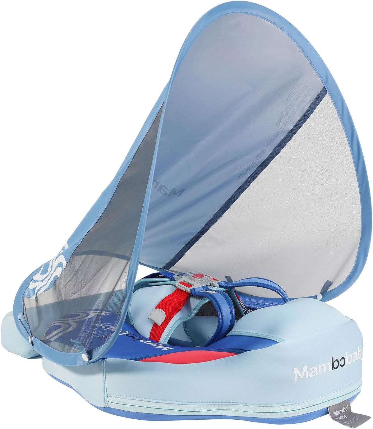 Mambobaby Baby Float with Canopy & Tail Non-Inflatable Baby Swim - BLUE
