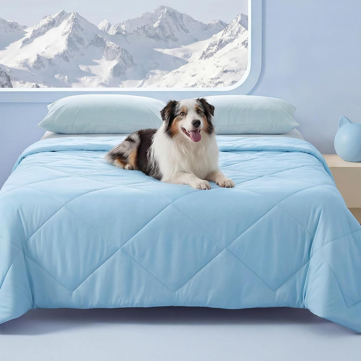 Luciphia Q-MAX>0.4 Cooling Dog Blanket Breathable Cold Pet Puppy Blue - Blue / 60x80 inches