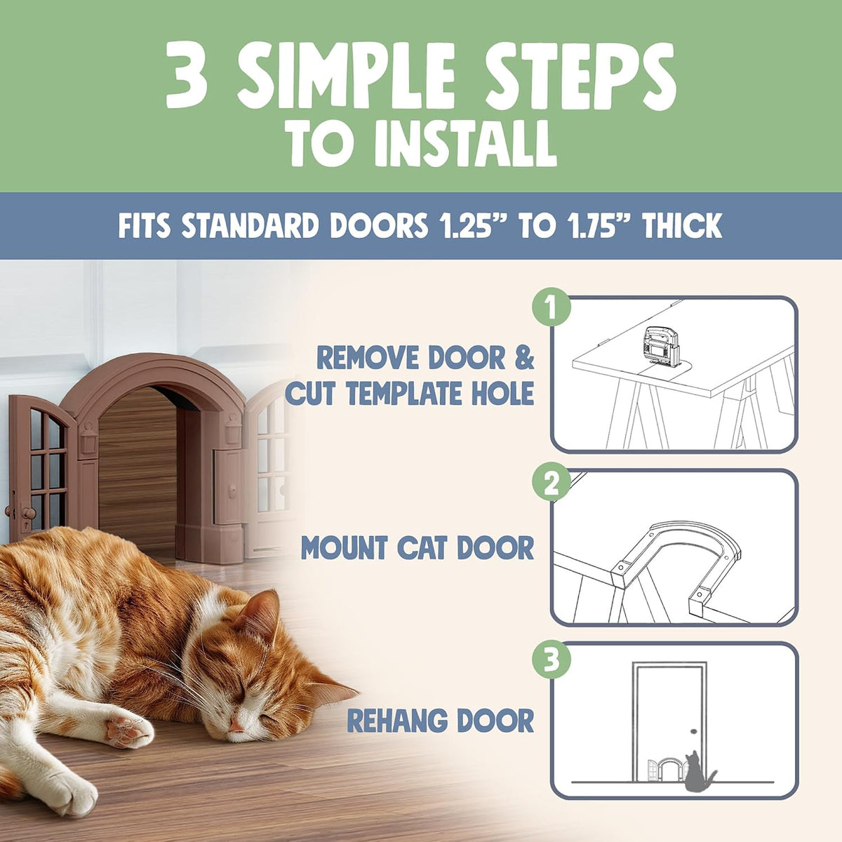 Purrfect Portal French Cat Door - Brown - image 4