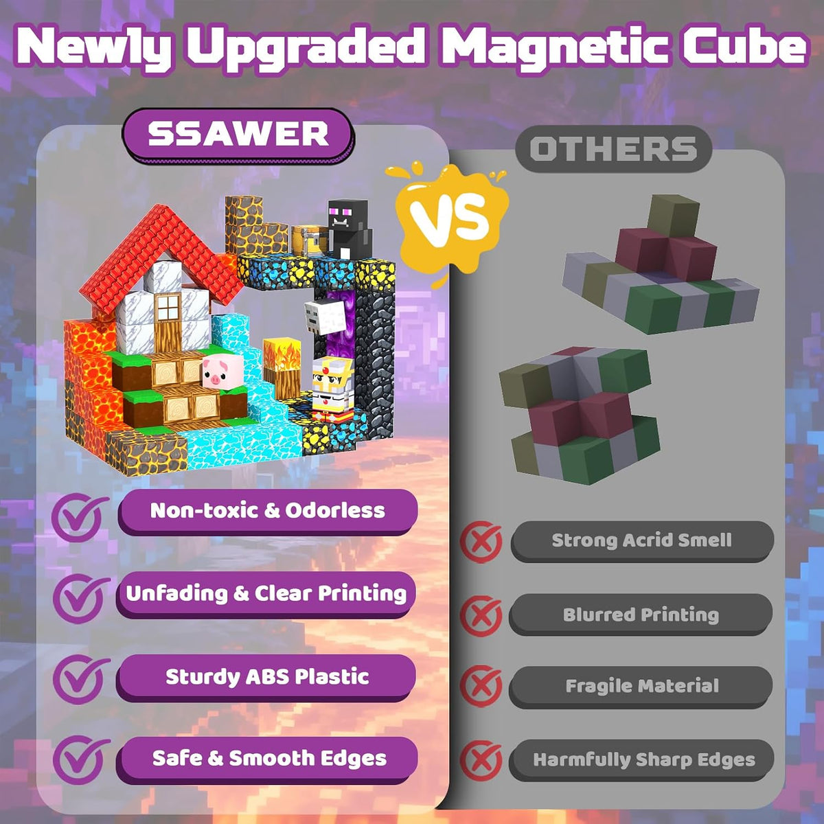SSAWER 48 piece magnetic blocks travel set with colorful building cubes - view 40