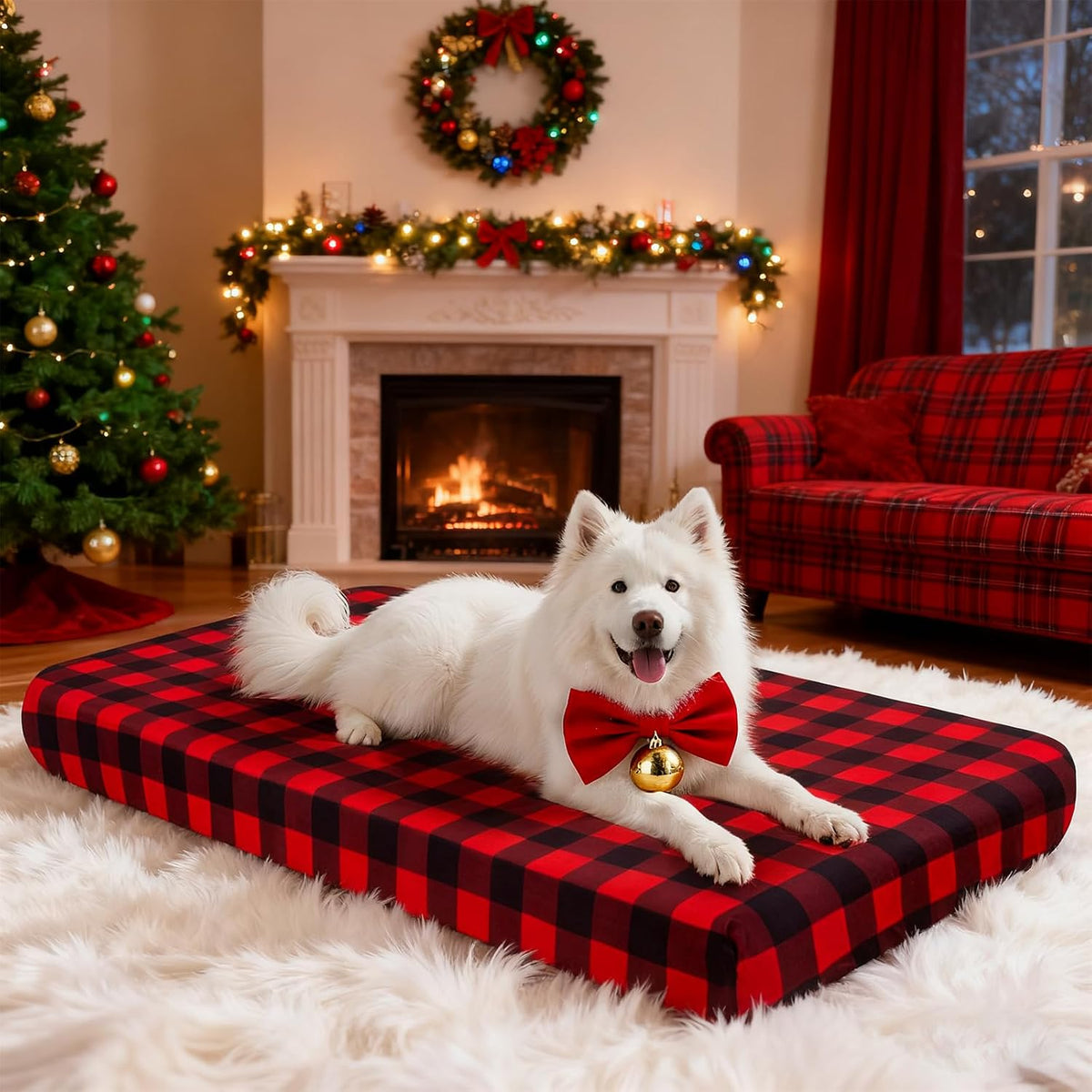 Dog Bed Covers Replacement Washable Elastic Edged 36" x 27" x 6" – Essentials for Dogs - Red Lattice / 52.0"L x 28.0"W x 5.0"Th - image 3
