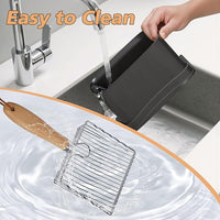 Metal Cat Litter Scoop with Holder, Poop Scooper with Stand&2 Rolls of Garbage Bag, Heavy Duty Stainless Steel Shovel with Wooden, Kitty Quick Sifter for Easy Cleaning, Essential Item for Cat