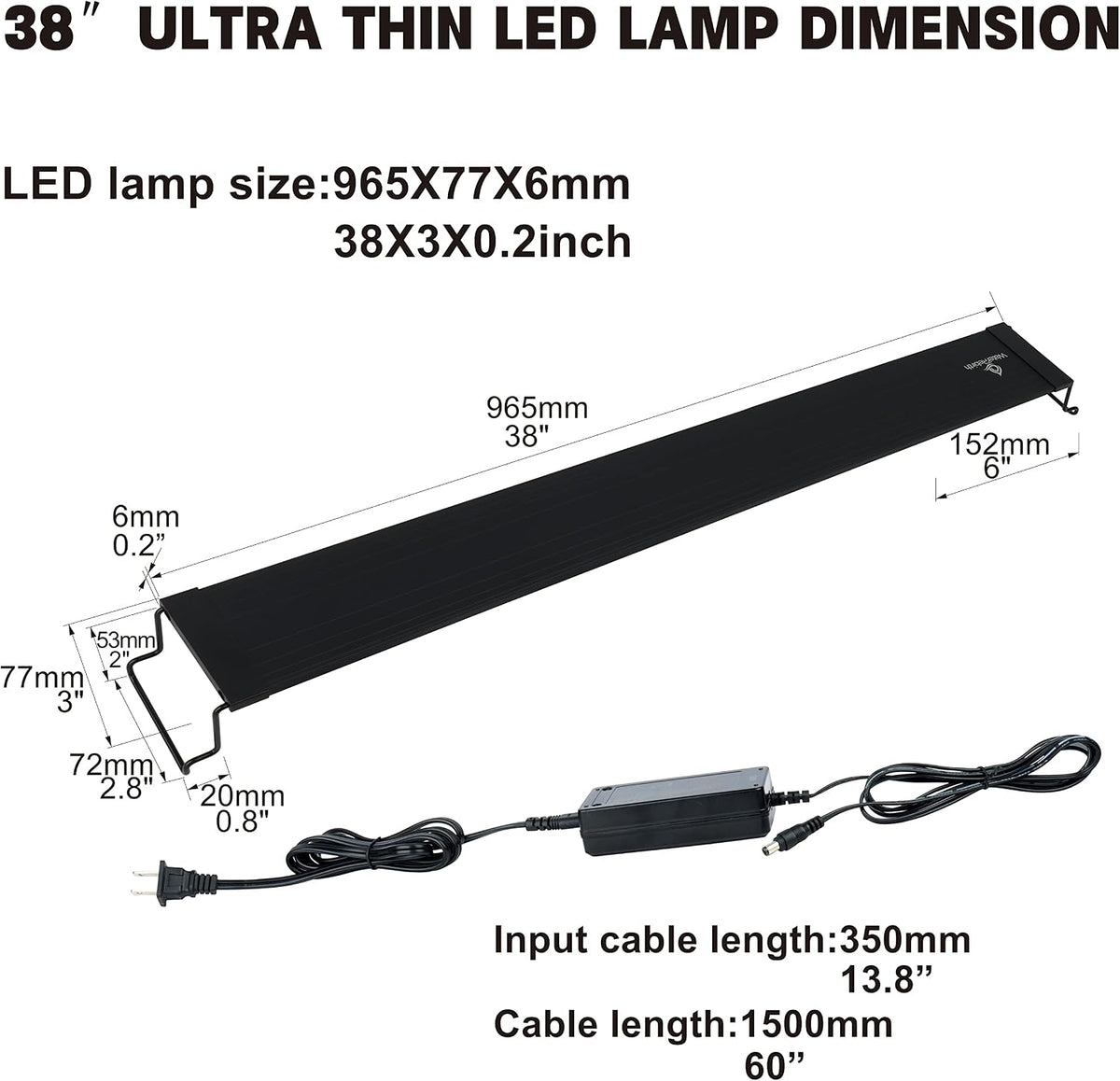 Ultra-Slim Full Spectrum LED Aquarium Light with Adjustable - 38-44" - image 2