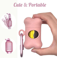 Bone-Shaped Dog Poop Bag Holder for Leash - Pink / 2 Holders 30 Bags - image 3