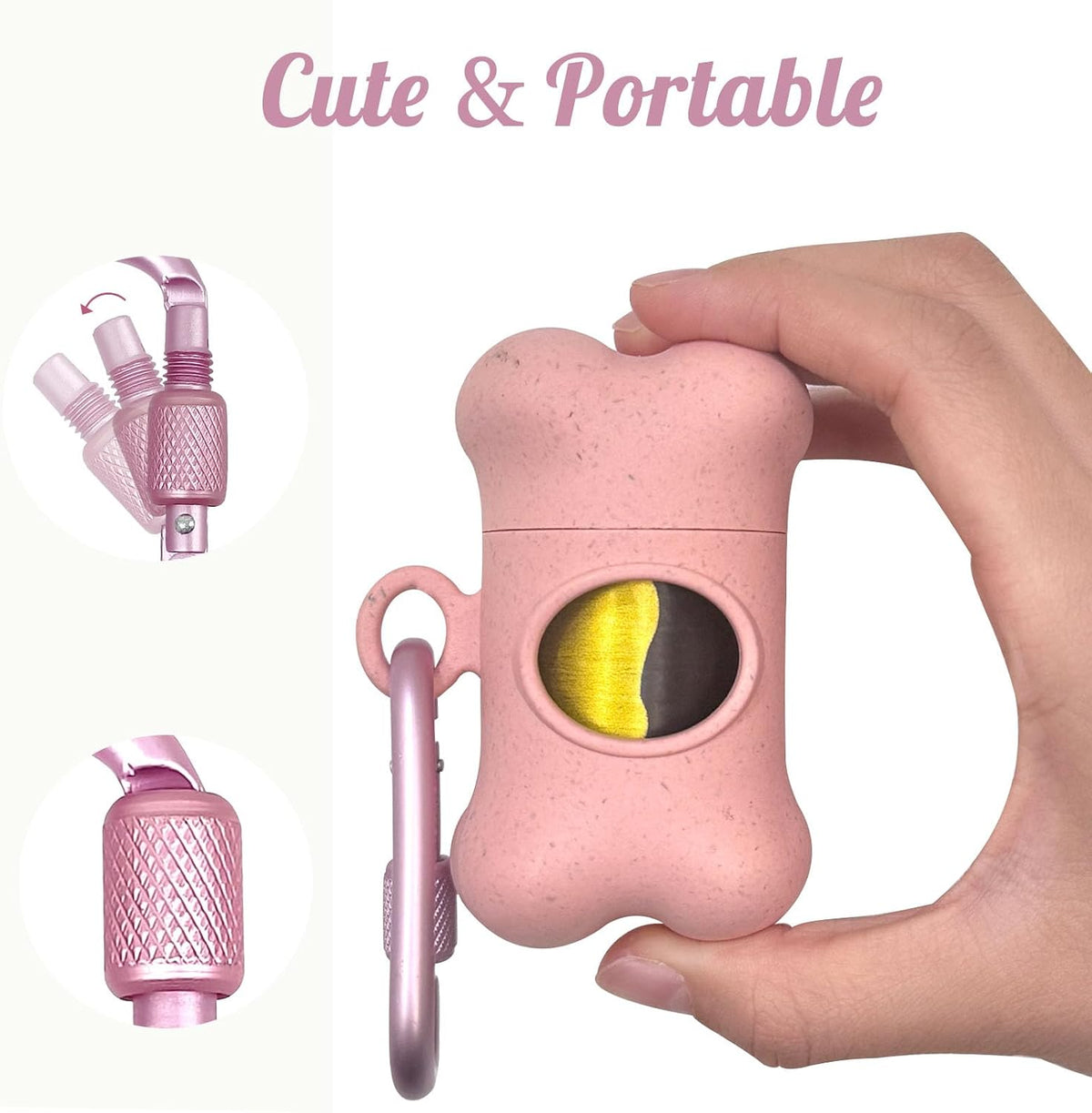 Bone-Shaped Dog Poop Bag Holder for Leash - Pink / 2 Holders 30 Bags - image 3