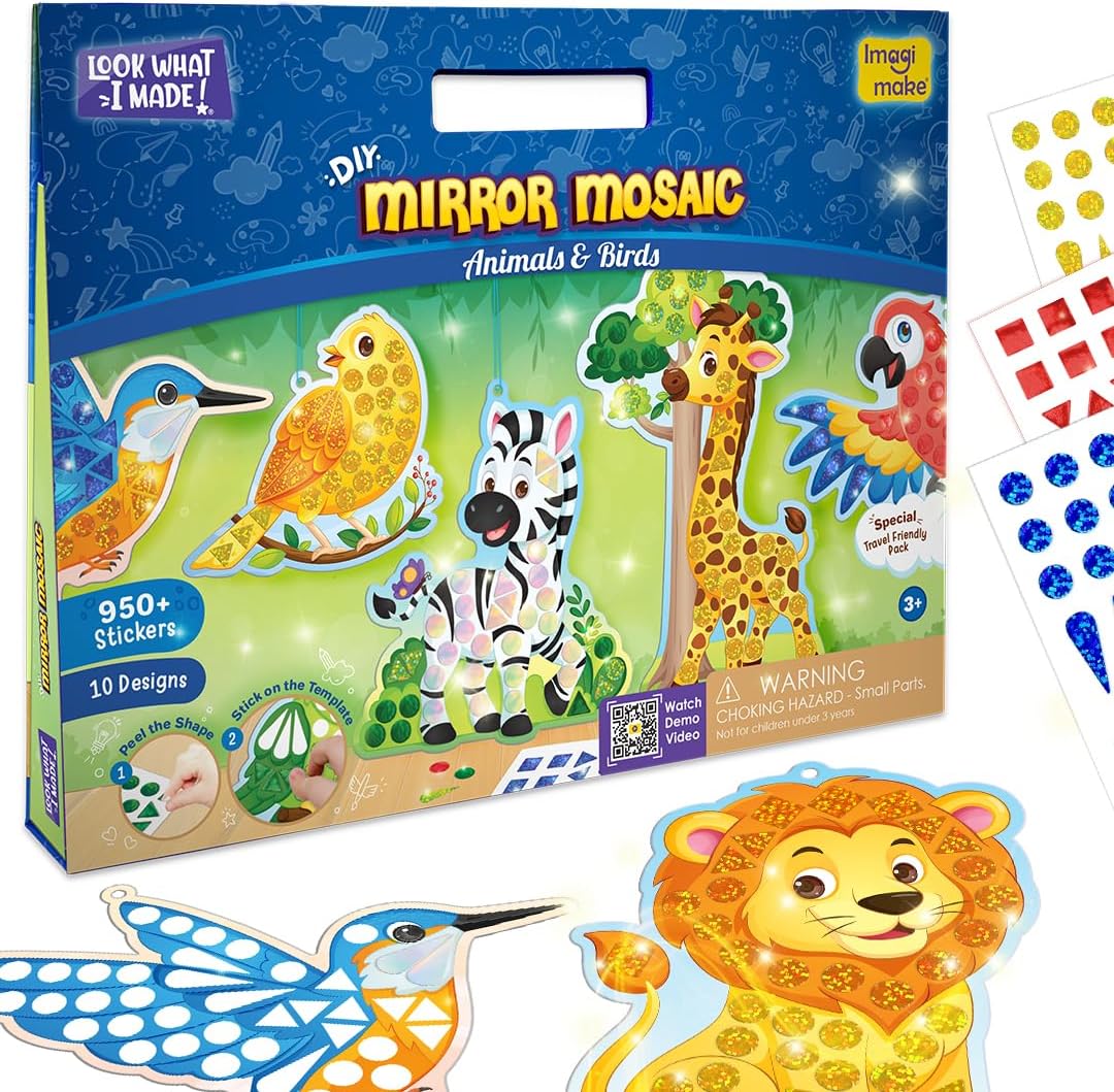 Imagimake Mirror Mosaic, Princess & Unicorn, 10 Templates - 8. Animals & Birds