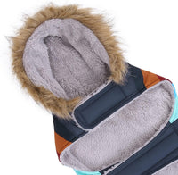 HDE Dog Puffer Jacket Fleece Lined Winter Coat & Harness Hole NVY - X-Large / Navy Retro Stripe - image 4