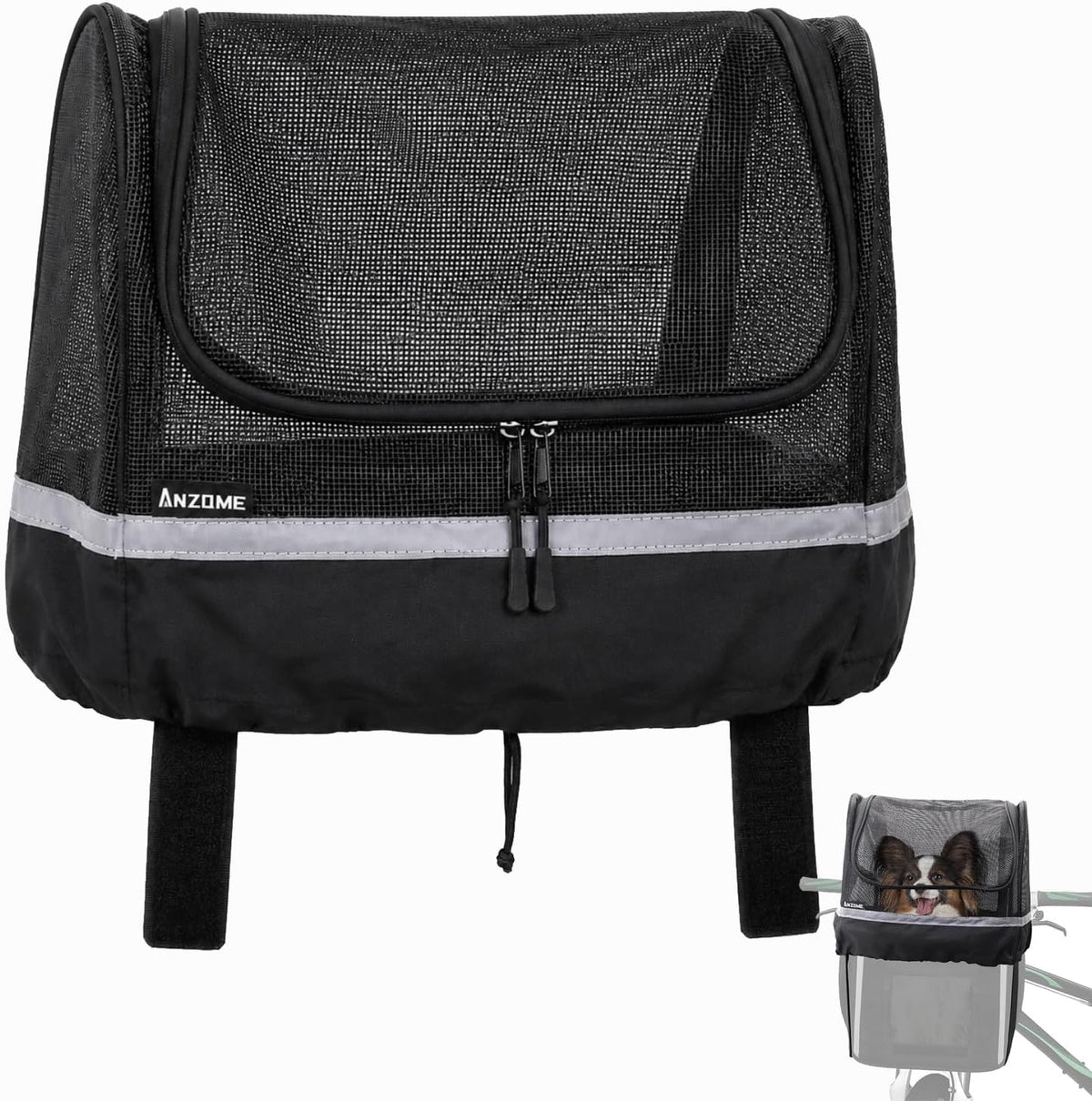 Dog Bike Basket Cover, Drawstring Mesh Pet Safety Cover - 13.0"L x 11.0"W x 10.2"H