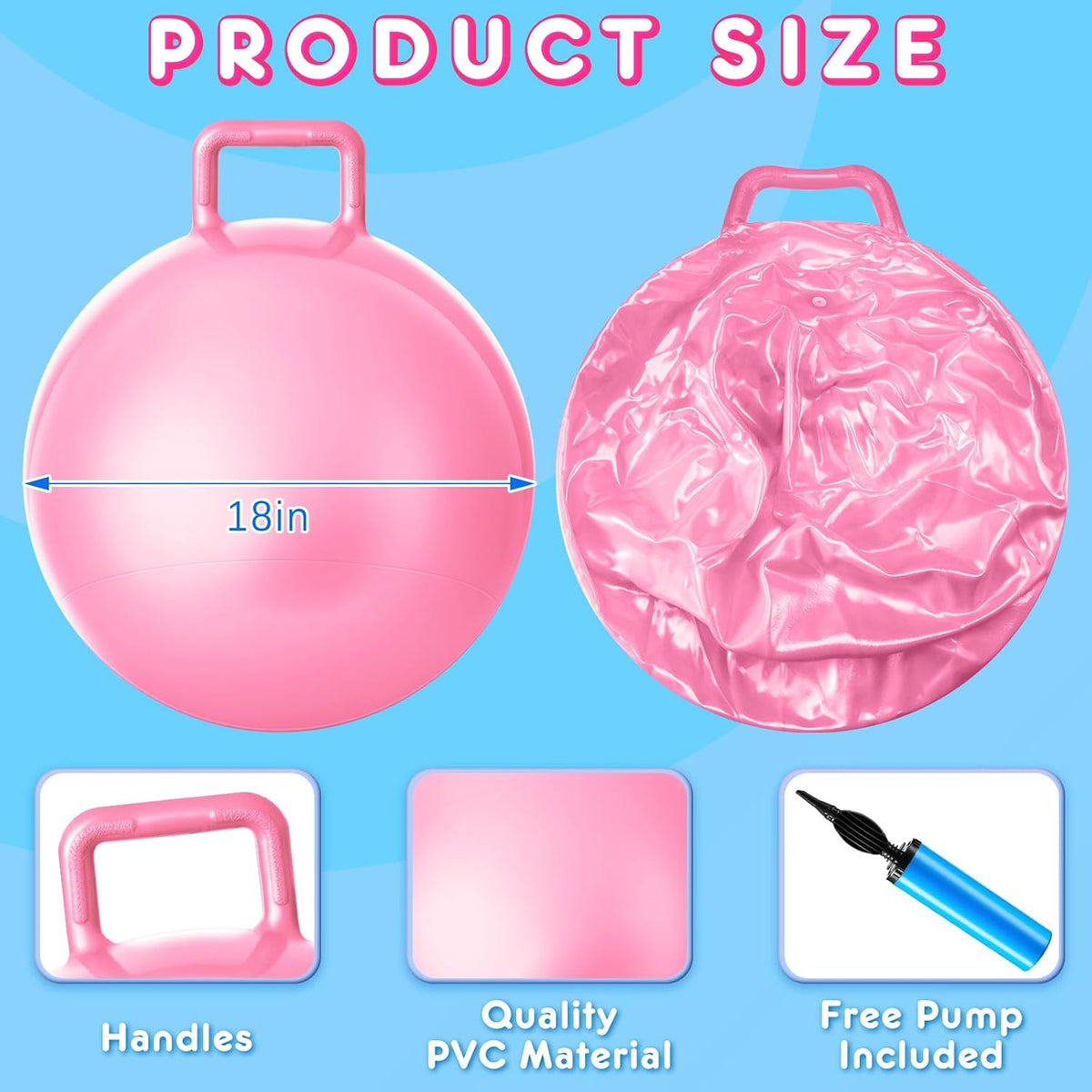 Lewtemi 6 Pcs Hopper Ball with Handle - Light Colors / 18 Inch - image 2