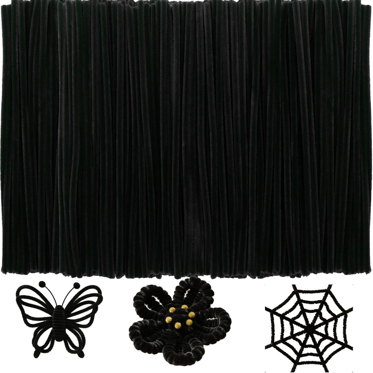 Pipe Cleaners Craft Supplies - 30CM / Black / 100