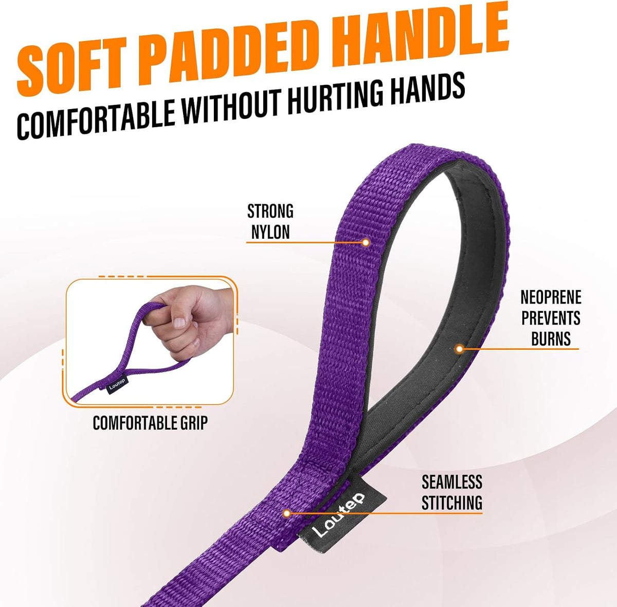 Long Line Dog Training Leash with Padded Handle - 20ft / Purple - image 3