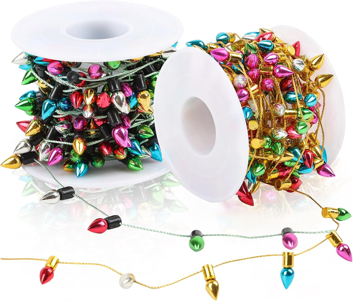 FOIMAS mini dollhouse fake Christmas string lights with colorful plastic bulbs - view 3