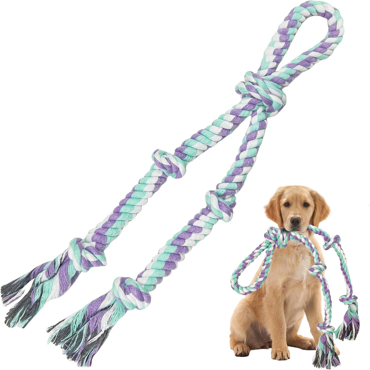 Flirt Pole for Dogs, Interactive Toys Tug-of-war for Pet - 5 knot-19.5In