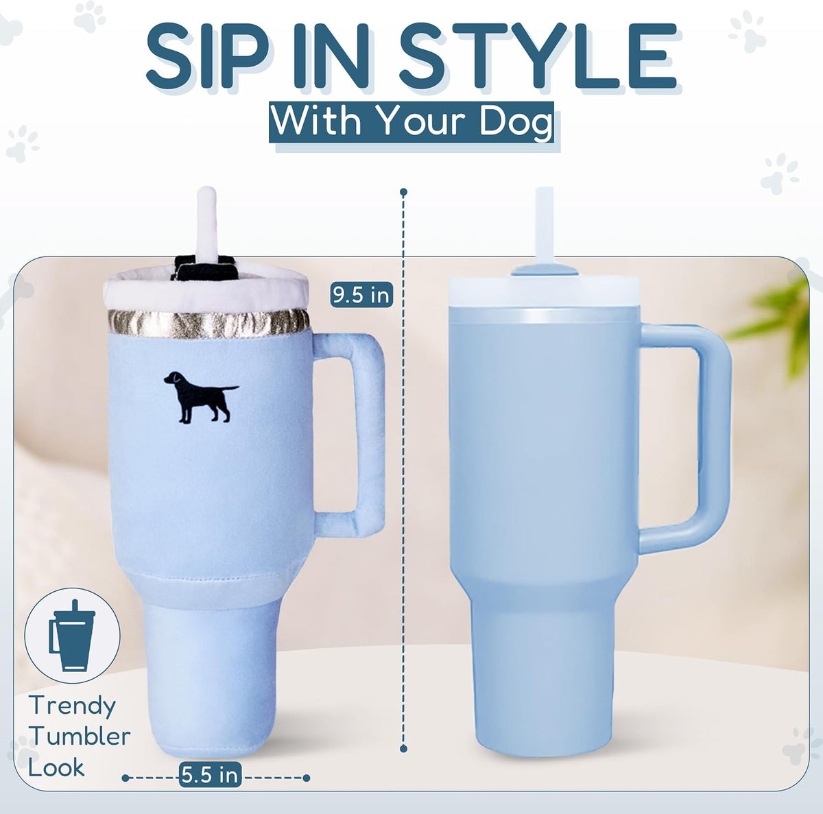 PUPROAR Pup Cup Dog Toy, Cute Birthday Gift for Girl Dogs - Chambray Blue - image 3