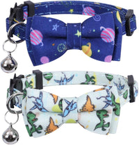2 Pack Cat Collar Breakaway with Cute Bow Tie and Bell for Kitty