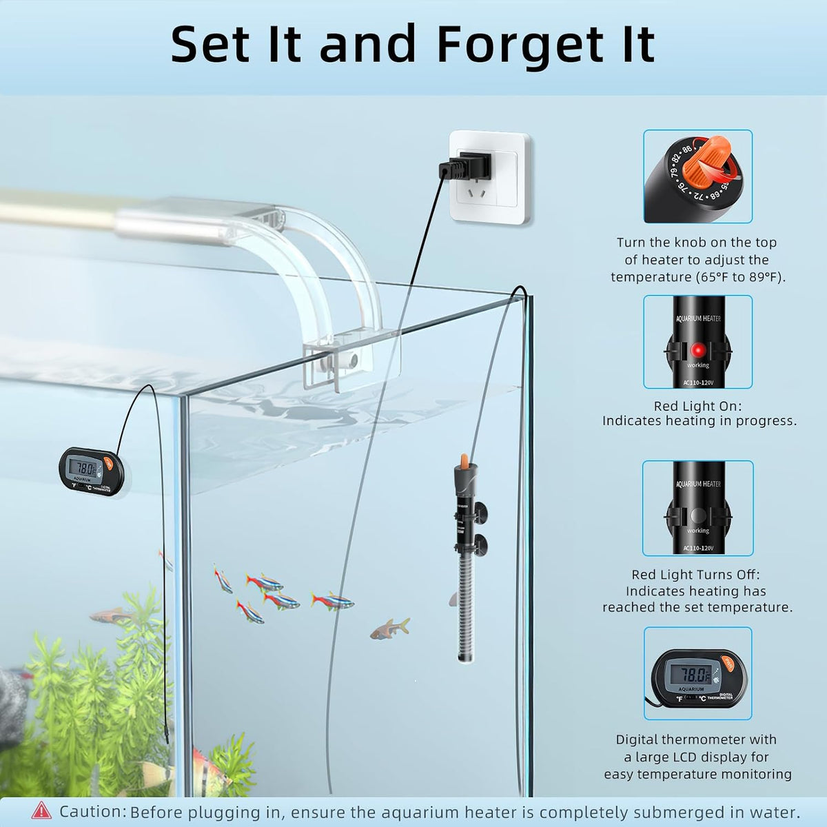 HiTauing Aquarium Heater 25W/50W/100W/200W/300W - 300w - image 4