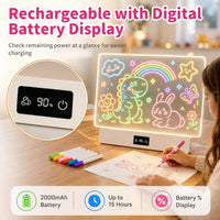 OUTON 16 inch rechargeable LED drawing board for kids in white with glowing doodles - view 5