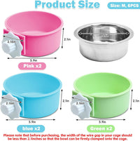 2PCS Stainless Steel Dog Bowls Set Removable Puppy Food and Water - 6 PCS (Pack of 2) / Size: M (2×Blue, 2×Green, 2×Pink) - image 2