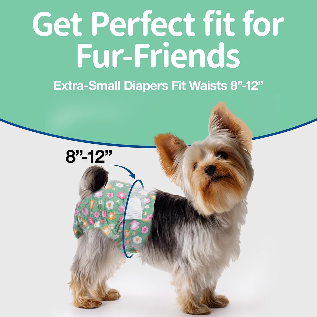 Pet Soft Dog Diapers Female, Disposable Female Dog Diaper - Green Flower / X-Small(12Pcs) - image 2