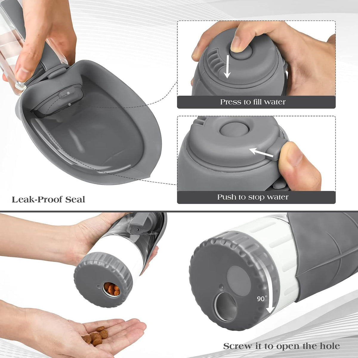 Upgraded Dog Water Bottle - 12oz/Grey - image 4