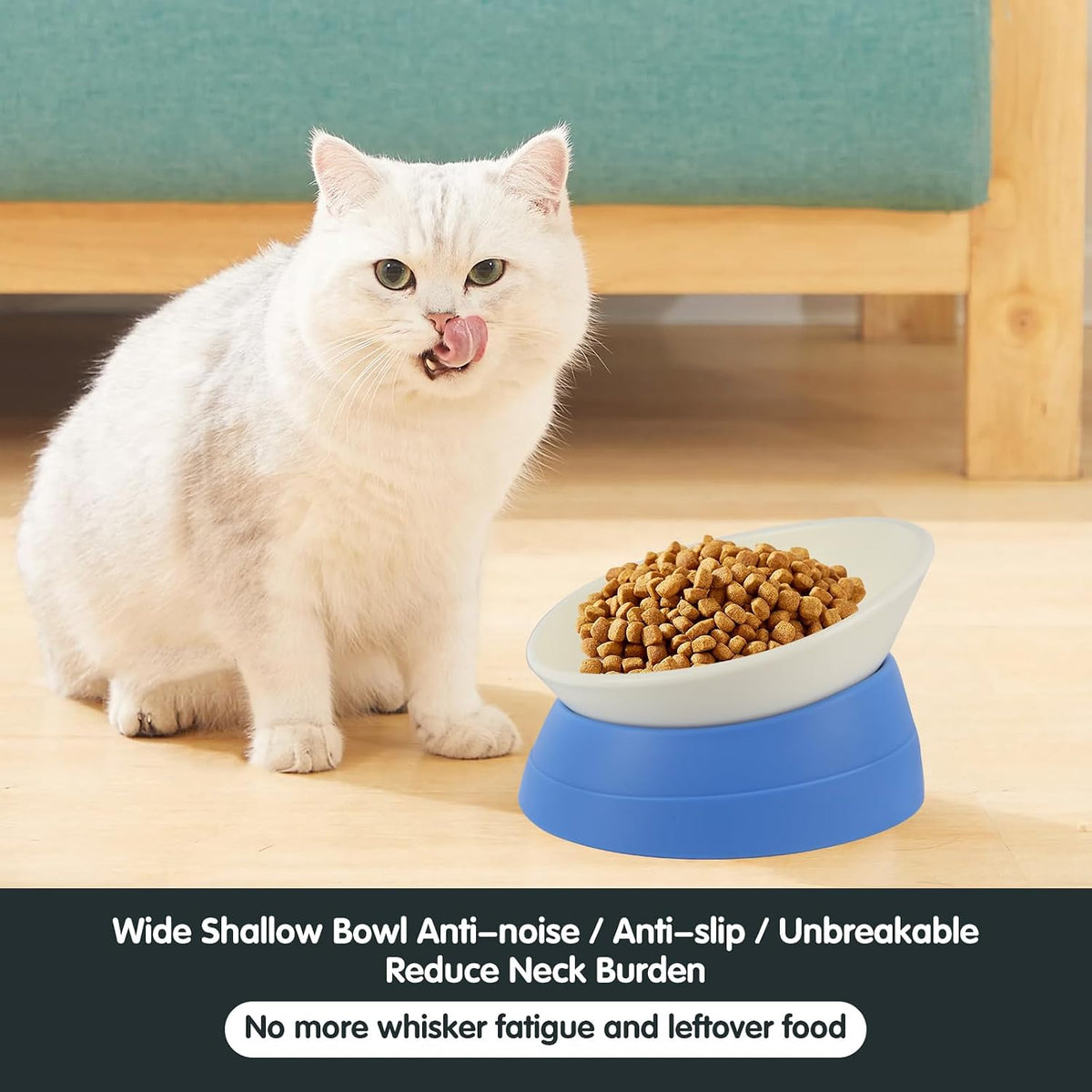 Bulldog Bowl Anti-Slip Dog Cat Dish Detachable Rubber Dog Bowl Pet - Blue / 3.5 Cup ( Medium/Large Dog ) - image 2