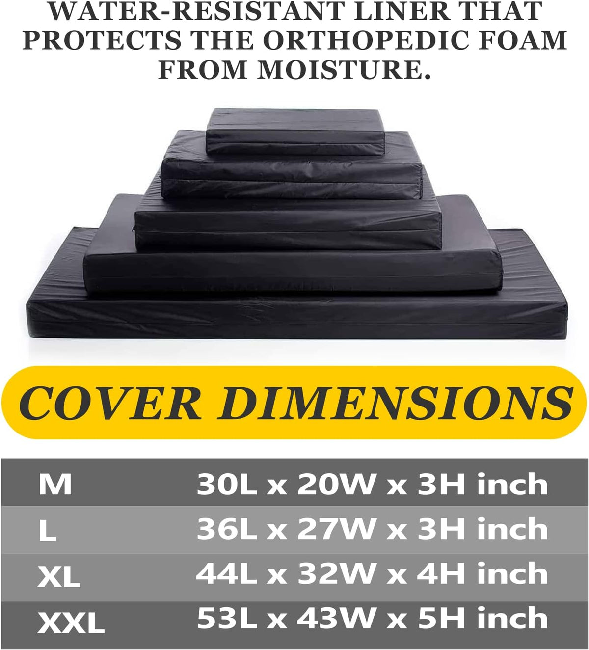Dog Bed Covers 53L × 43W × 5H Inch Washable Grey Thickened Waterproof - XX-Large-53" L × 43" W × 5" H / Black - image 2