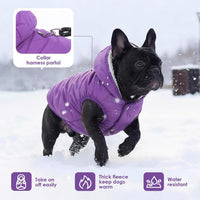 Dog Winter Coat,Warm Fleece Lined Dog Jacket with Leash Hole & Hood – Essentials for Dogs - Purple / XXX-Large - image 2