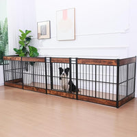 Dog Playpen, 35.4" Height Dog Pen Indoor, Heavy Duty, Safe and Sturdy, Furniture Style Puppy Pen (12 Panels (35.4" High), Rustic Brown)
