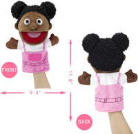 Family Hand Puppets,Puppets for Kids Role Paly Family Members 13.4 INCH Multi-Ethnic Puppets Plush - Black-girl - image 3