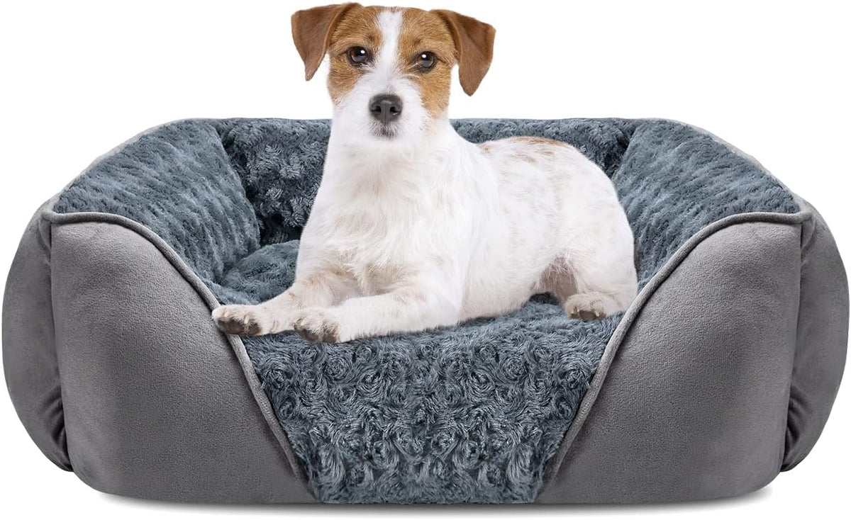 Rectangle Washable Orthopedic Dog Bed for Small - M(25"x 21"x 8") / Grey