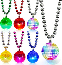 Henoyso 6 pack light up disco ball necklaces in silver with colorful LED lights - view 4