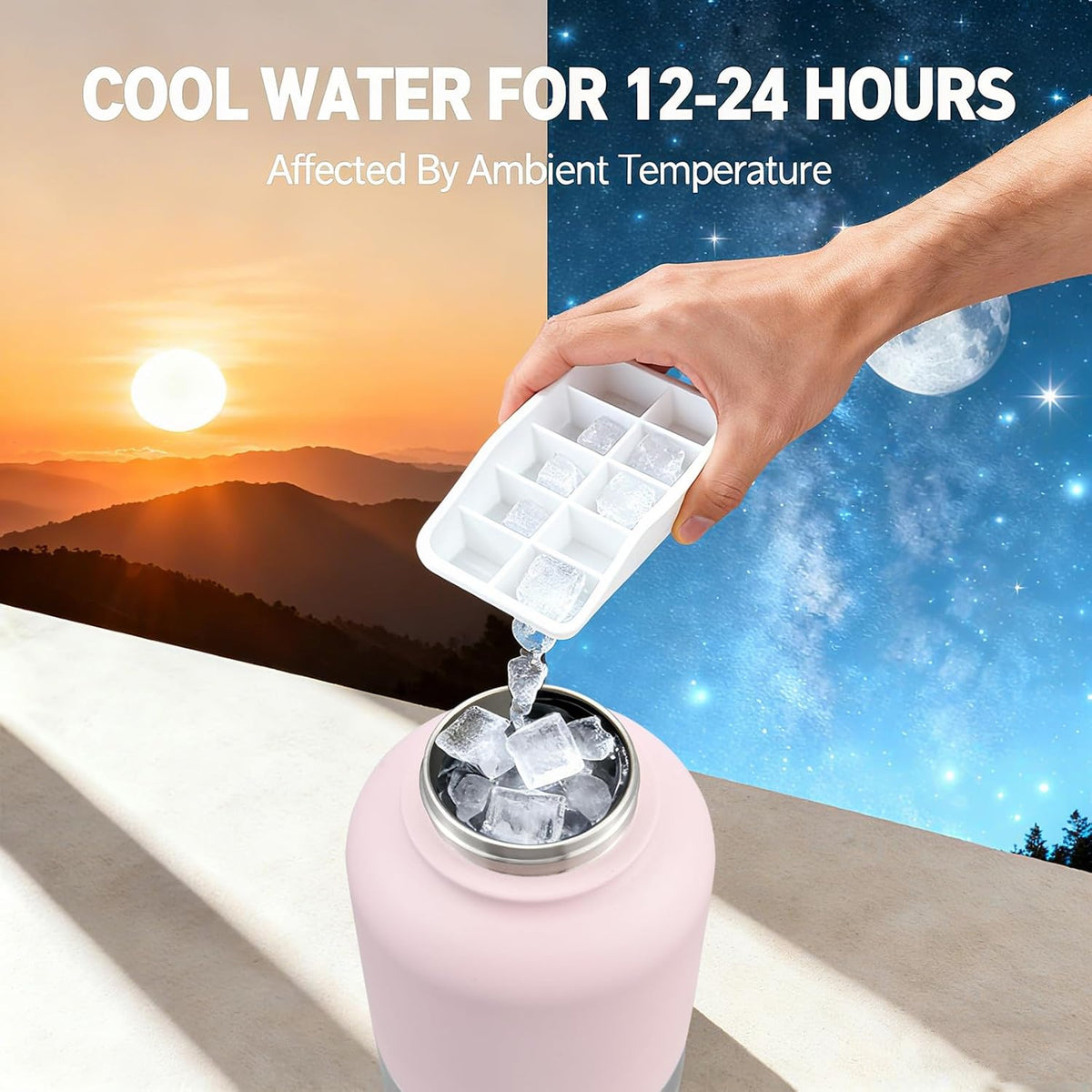 Insulated Dog Water Bottle 32oz Keep Water Cool with 2 Bowls – Essentials for Dogs - Blush Pink - image 3