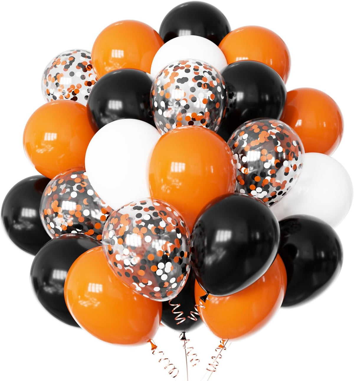DUILE Halloween balloons in black, orange and purple with confetti, 12 inch