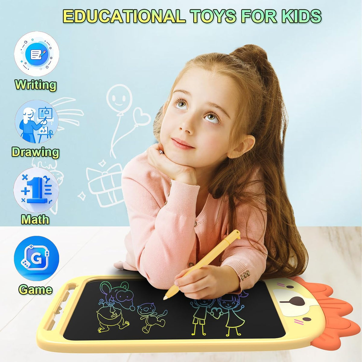 CHAFEGY lion LCD writing tablet for kids, 10 inch colorful doodle board with stylus - view 5