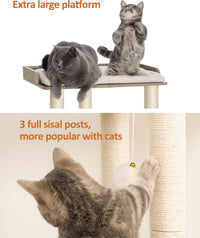 Modern Cat Tree for Large Cats, Full Sisal Cat Scratching Post – Essentials for Cats - Greige / 22"L x 15.7"W x 26.7"H - image 4