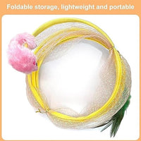 2Pcs Folded Cat Tunnel Toy for Indoor Cats,Collapsible Pet Spring Cat Toys with Feather Mouse Upgrade Interactive Toy Playing Tent for Puppy Kitten Accessories Home Self-Happy Cat Toys (Yellow)