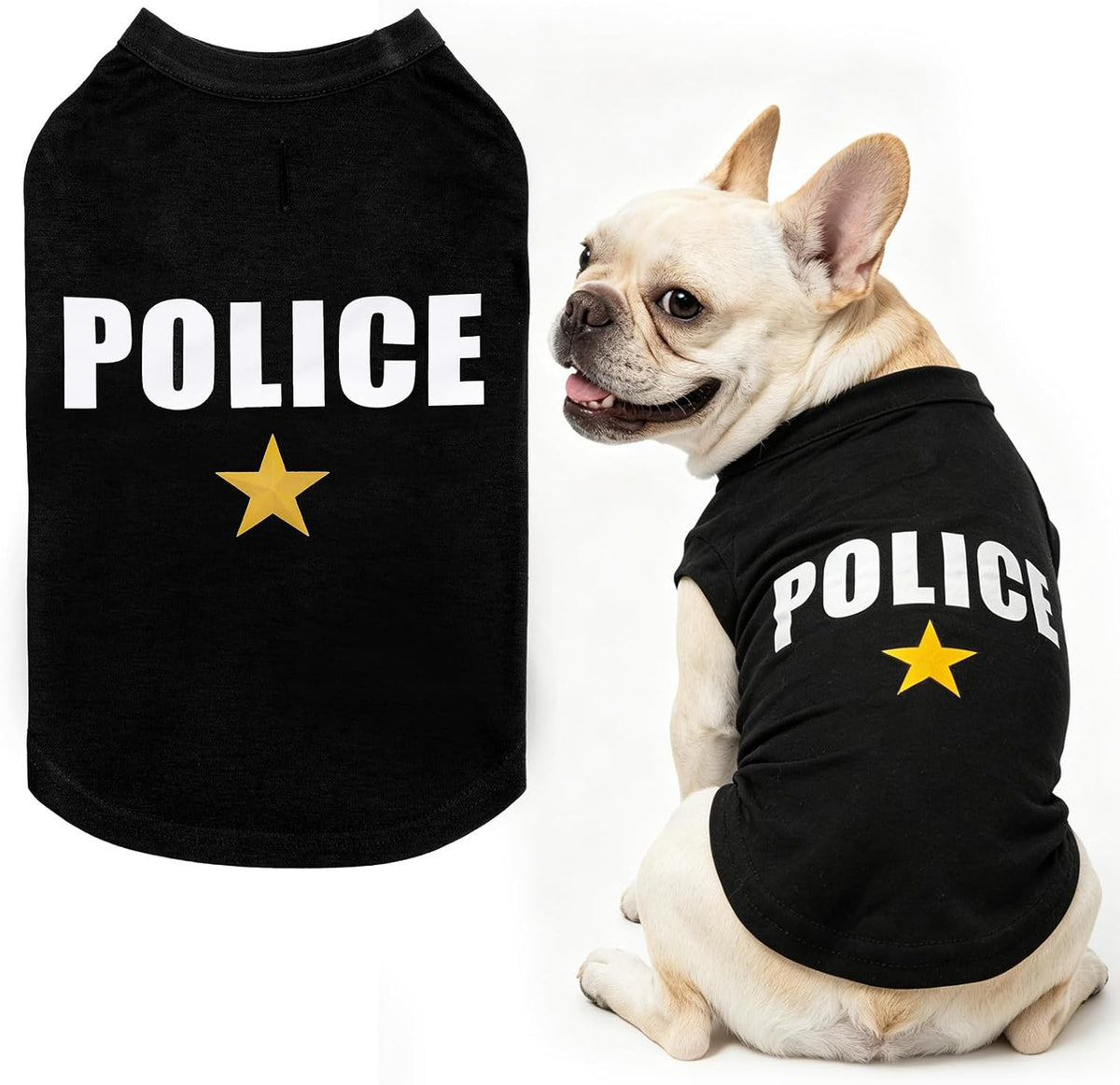 BINGPET police dog shirt, soft cotton blend puppy t-shirt